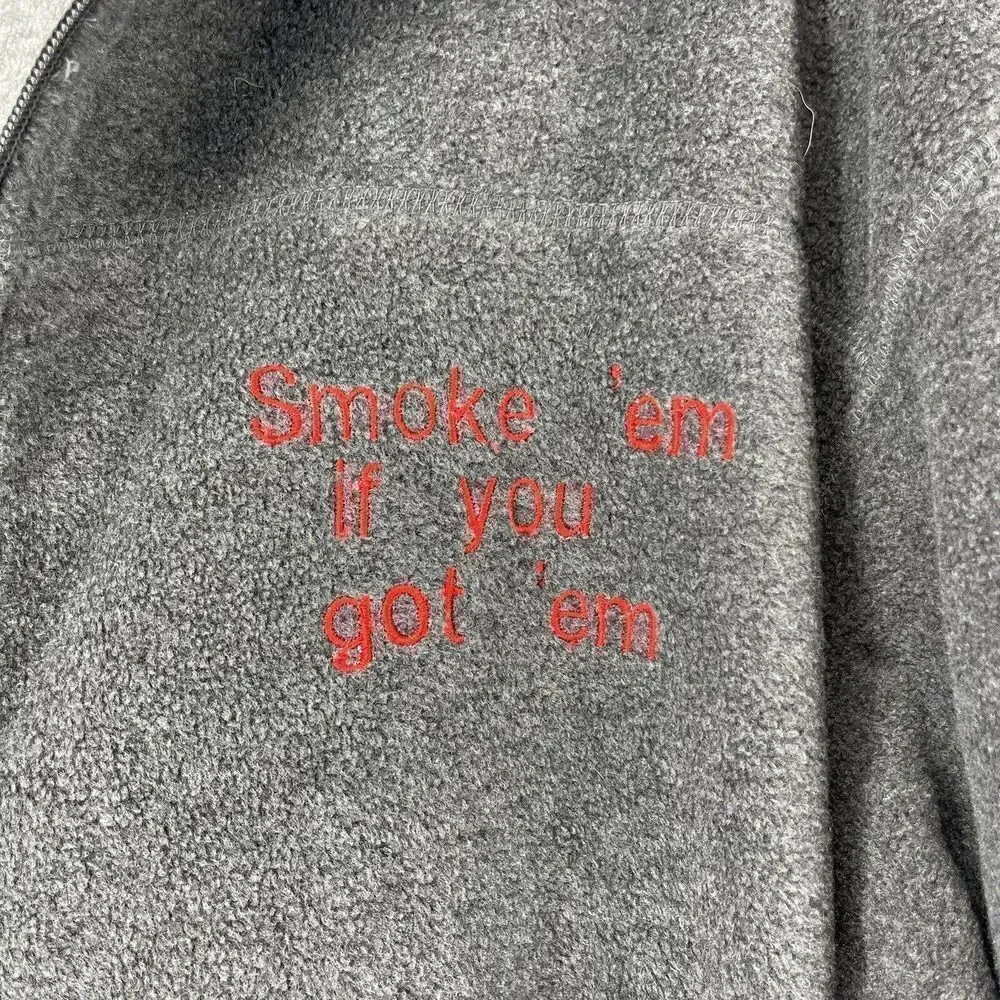Ivy Crew Fleece Jacket Full Zip Gray Mens XL Smoke Em If You've Got Em Preppy